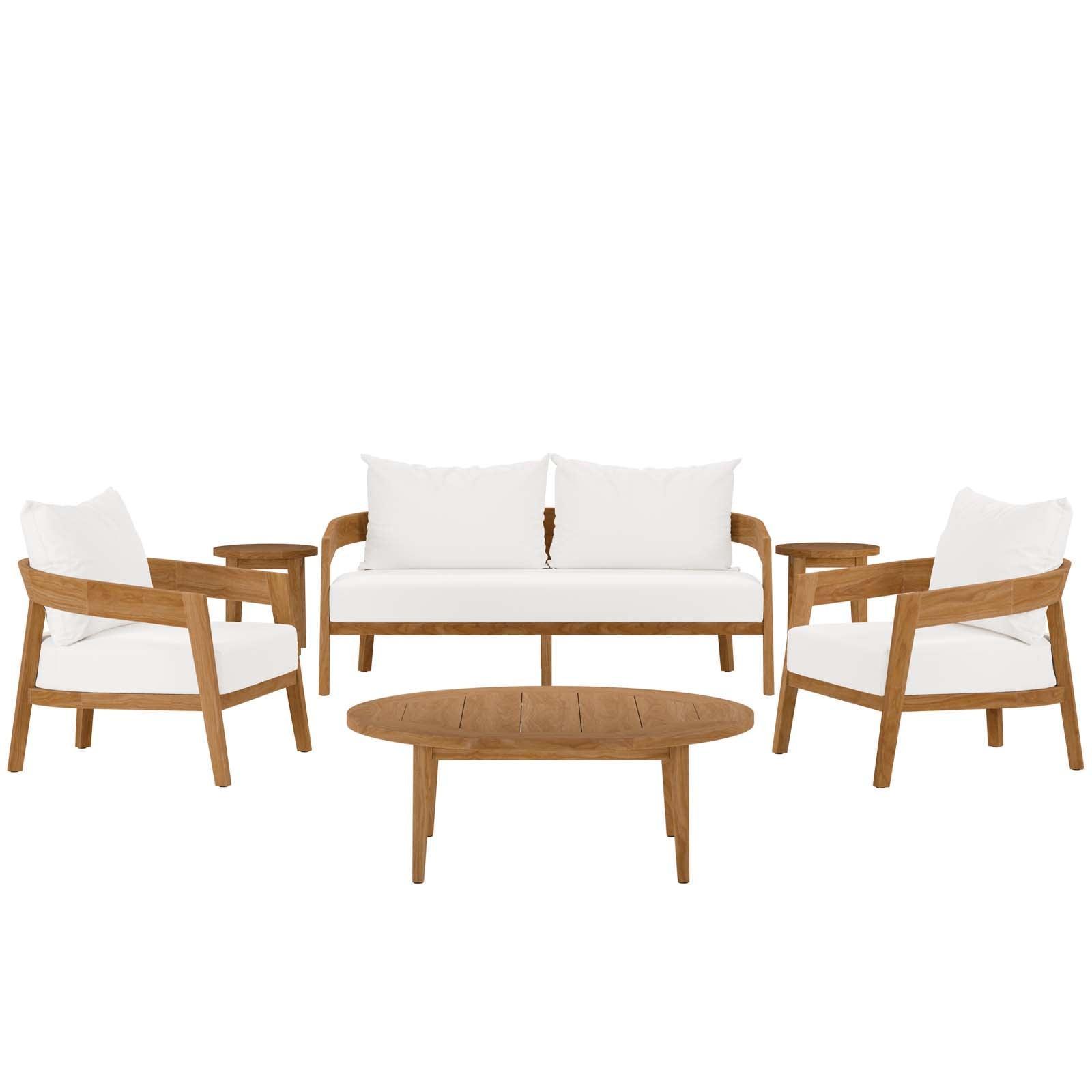 Modway Brisbane 6-Piece Teak Wood Outdoor Patio Set FredCo