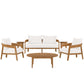 Modway Brisbane 6-Piece Teak Wood Outdoor Patio Set FredCo