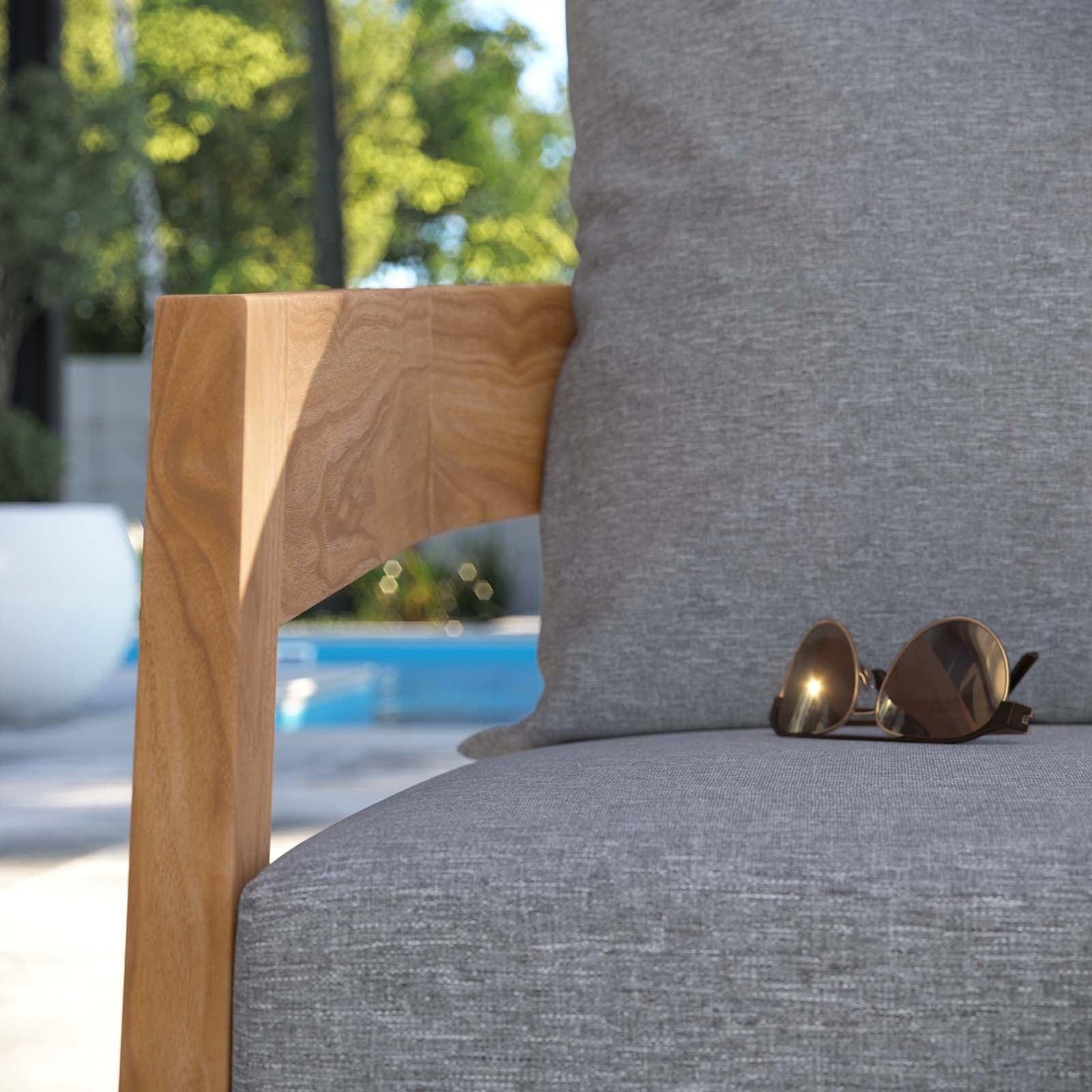 Modway Brisbane Teak Wood Outdoor Patio Armchair FredCo