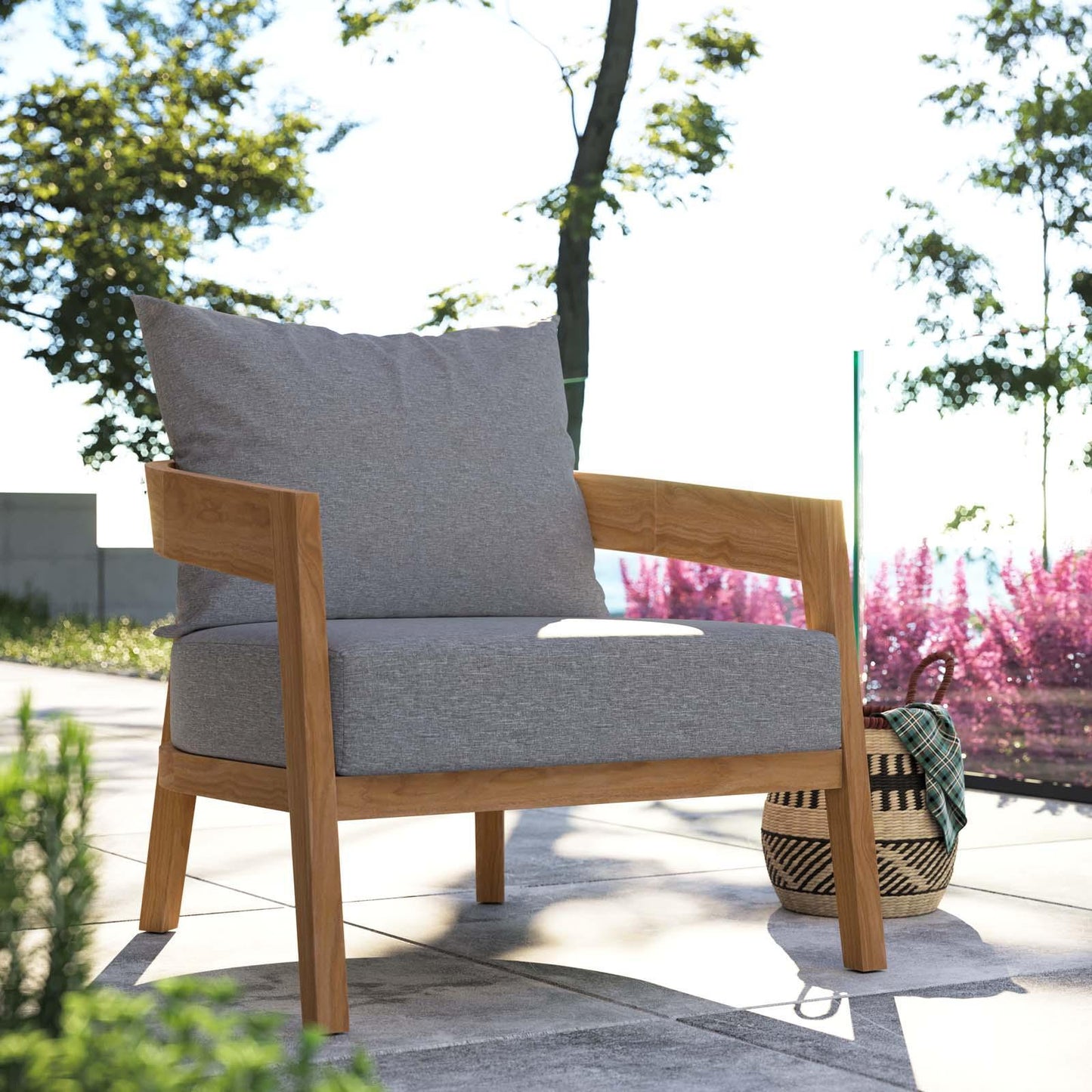 Modway Brisbane Teak Wood Outdoor Patio Armchair FredCo