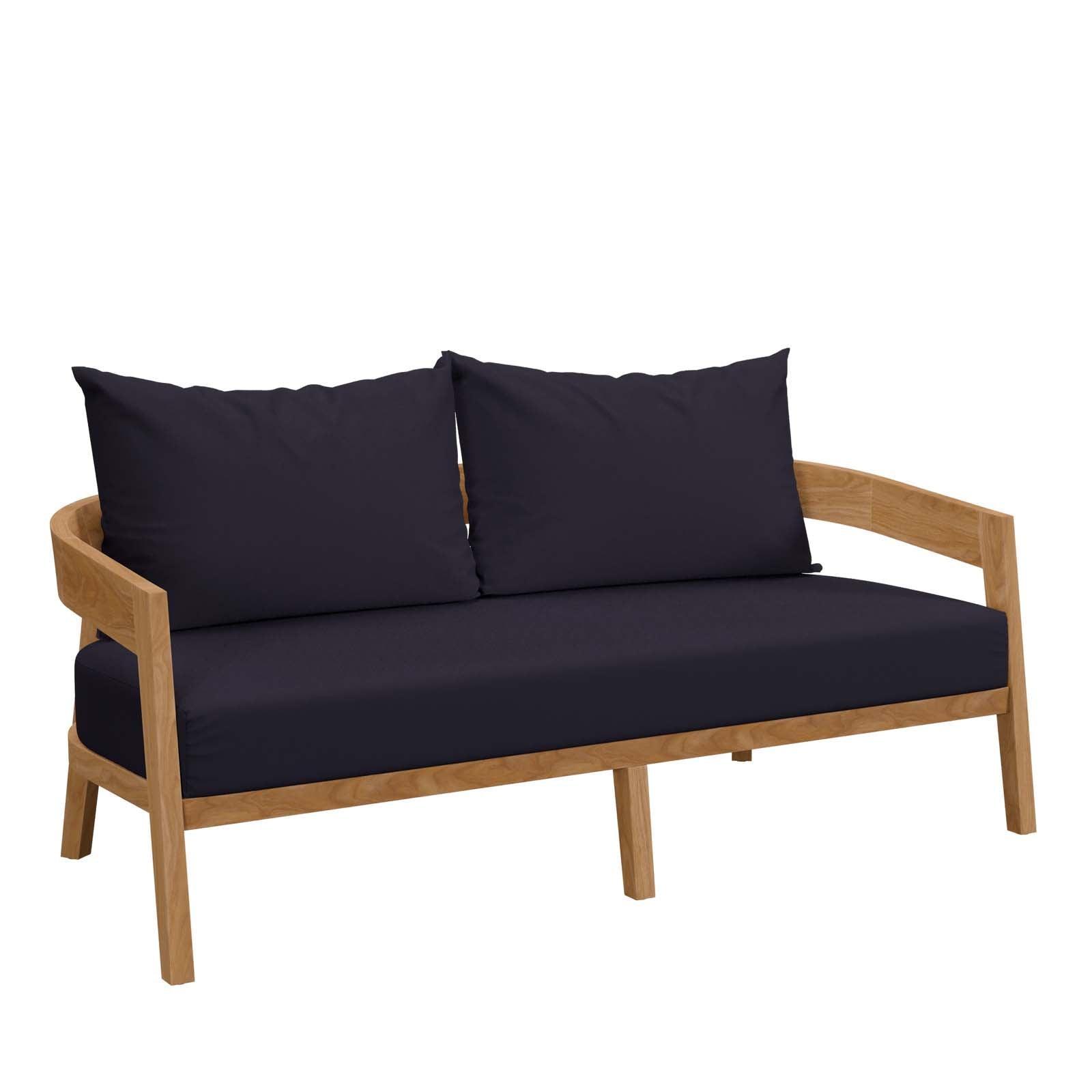 Modway Brisbane Teak Wood Outdoor Patio Loveseat FredCo