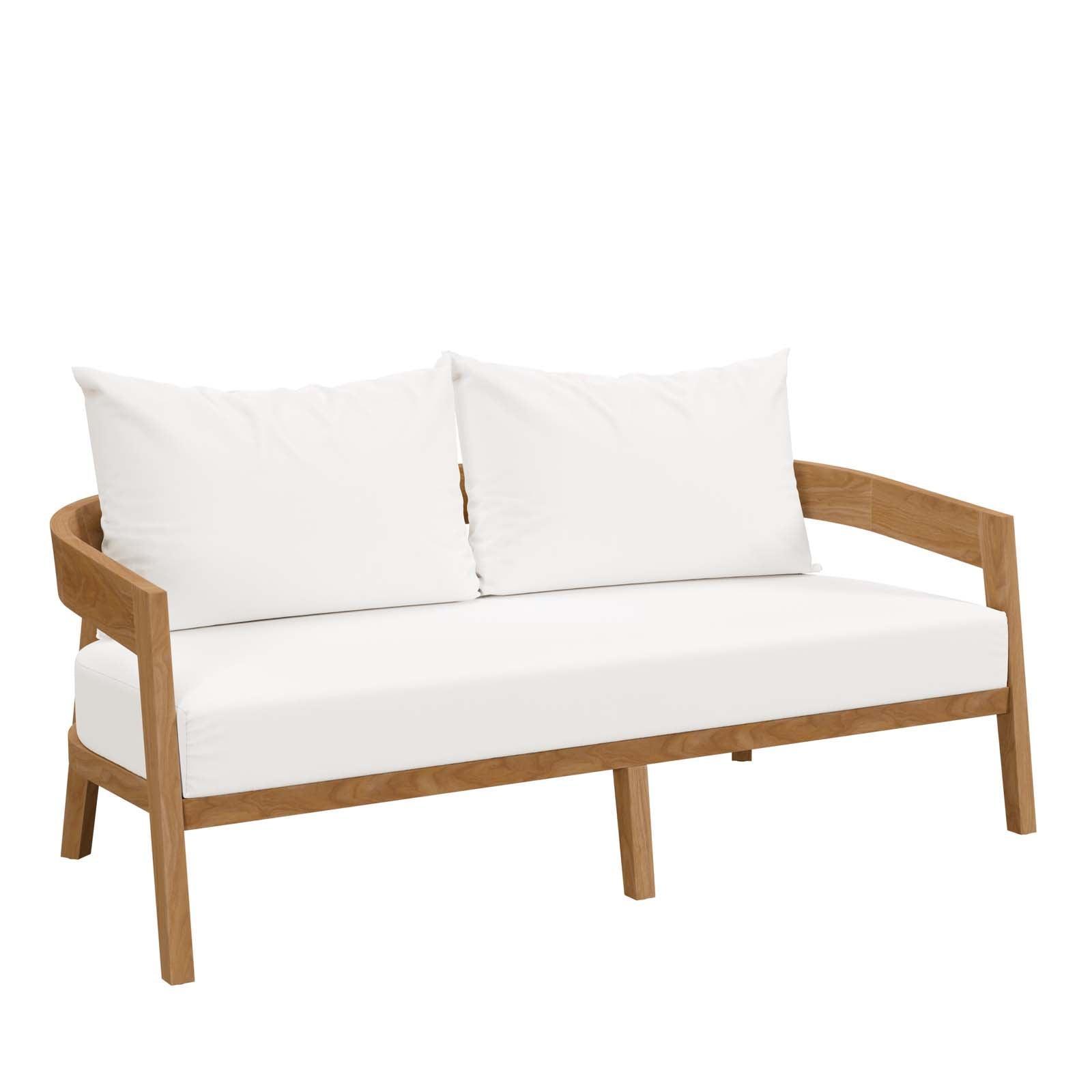 Modway Brisbane Teak Wood Outdoor Patio Loveseat FredCo