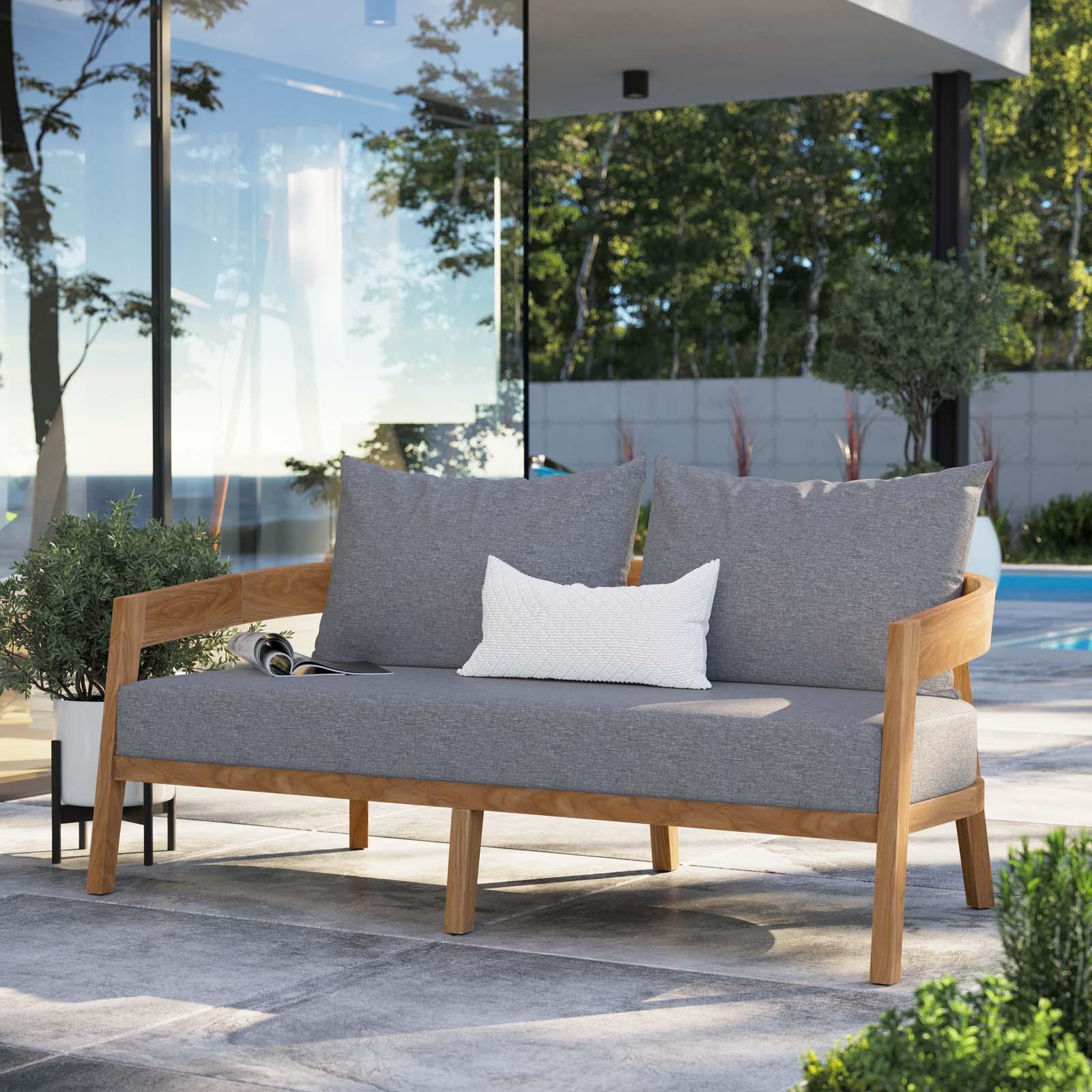 Modway Brisbane Teak Wood Outdoor Patio Loveseat FredCo