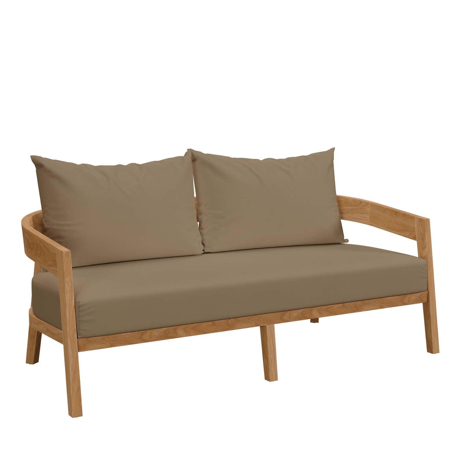 Modway Brisbane Teak Wood Outdoor Patio Loveseat FredCo