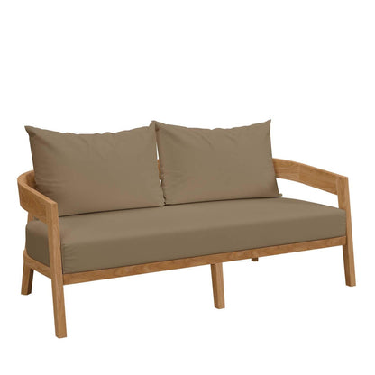 Modway Brisbane Teak Wood Outdoor Patio Loveseat FredCo