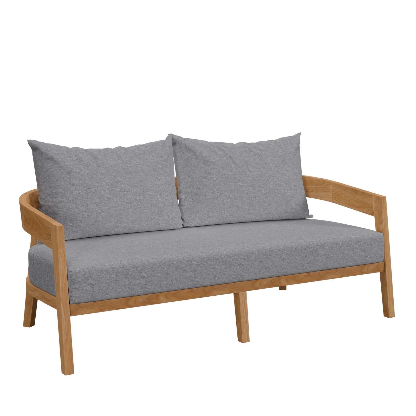 Modway Brisbane Teak Wood Outdoor Patio Loveseat FredCo