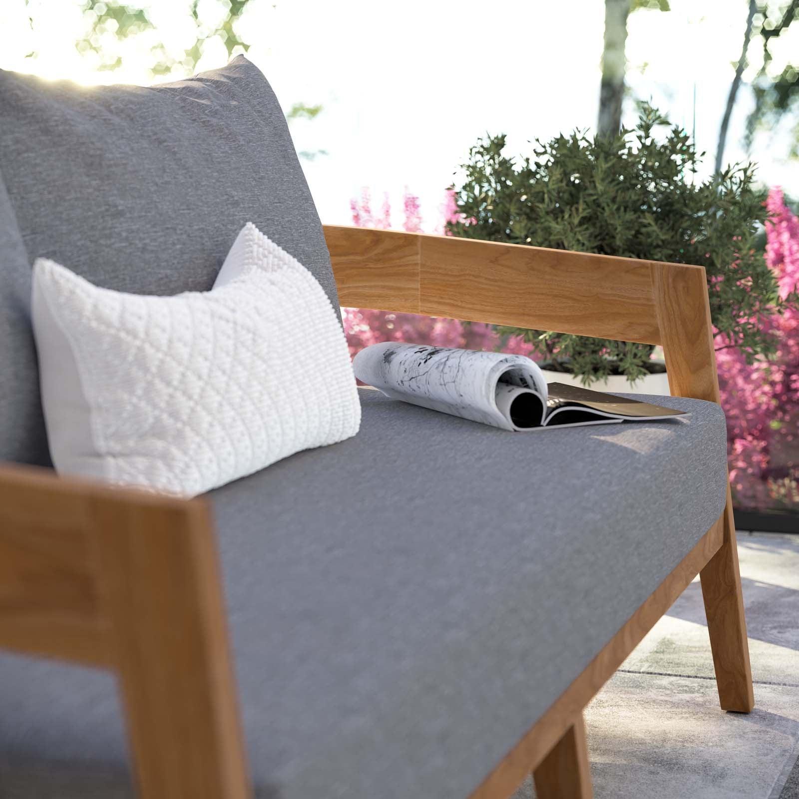 Modway Brisbane Teak Wood Outdoor Patio Loveseat FredCo