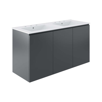 Modway Bryn 48" Wall-Mount Double Sink Bathroom Vanity FredCo