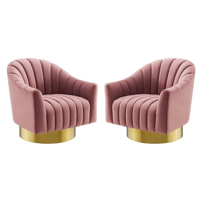 Modway Buoyant Swivel Chair Performance Velvet Set of 2 FredCo