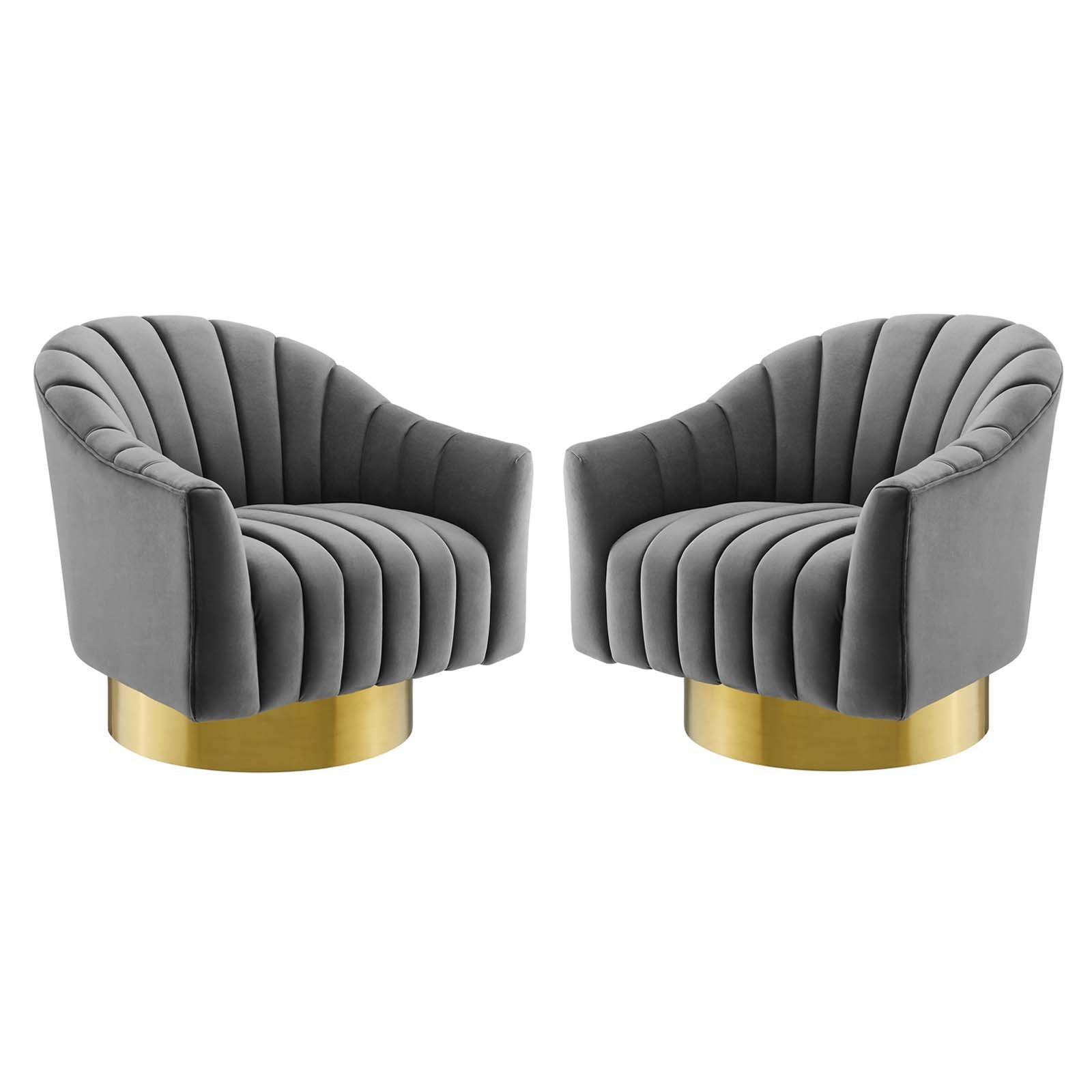 Modway Buoyant Swivel Chair Performance Velvet Set of 2 FredCo