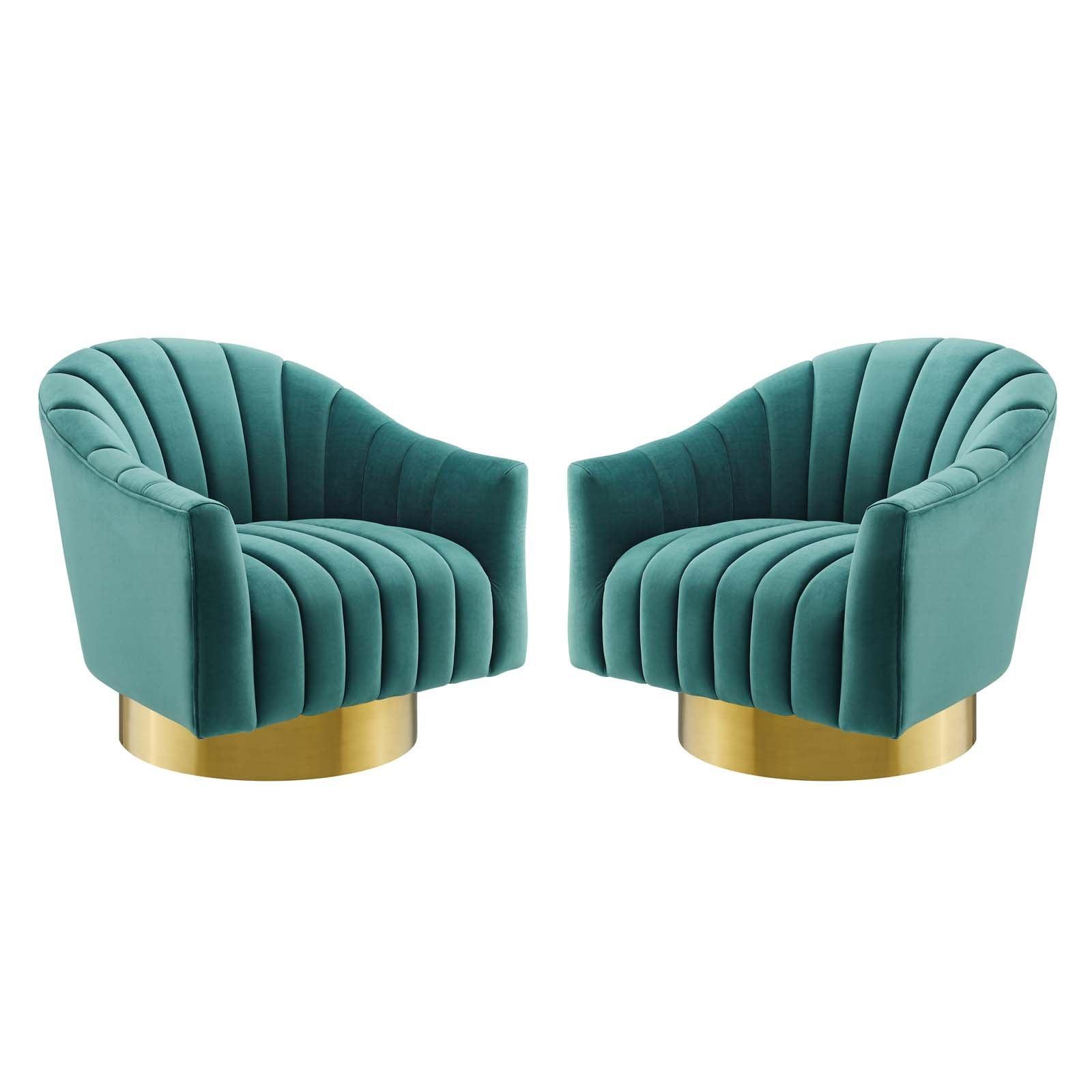 Modway Buoyant Swivel Chair Performance Velvet Set of 2 FredCo