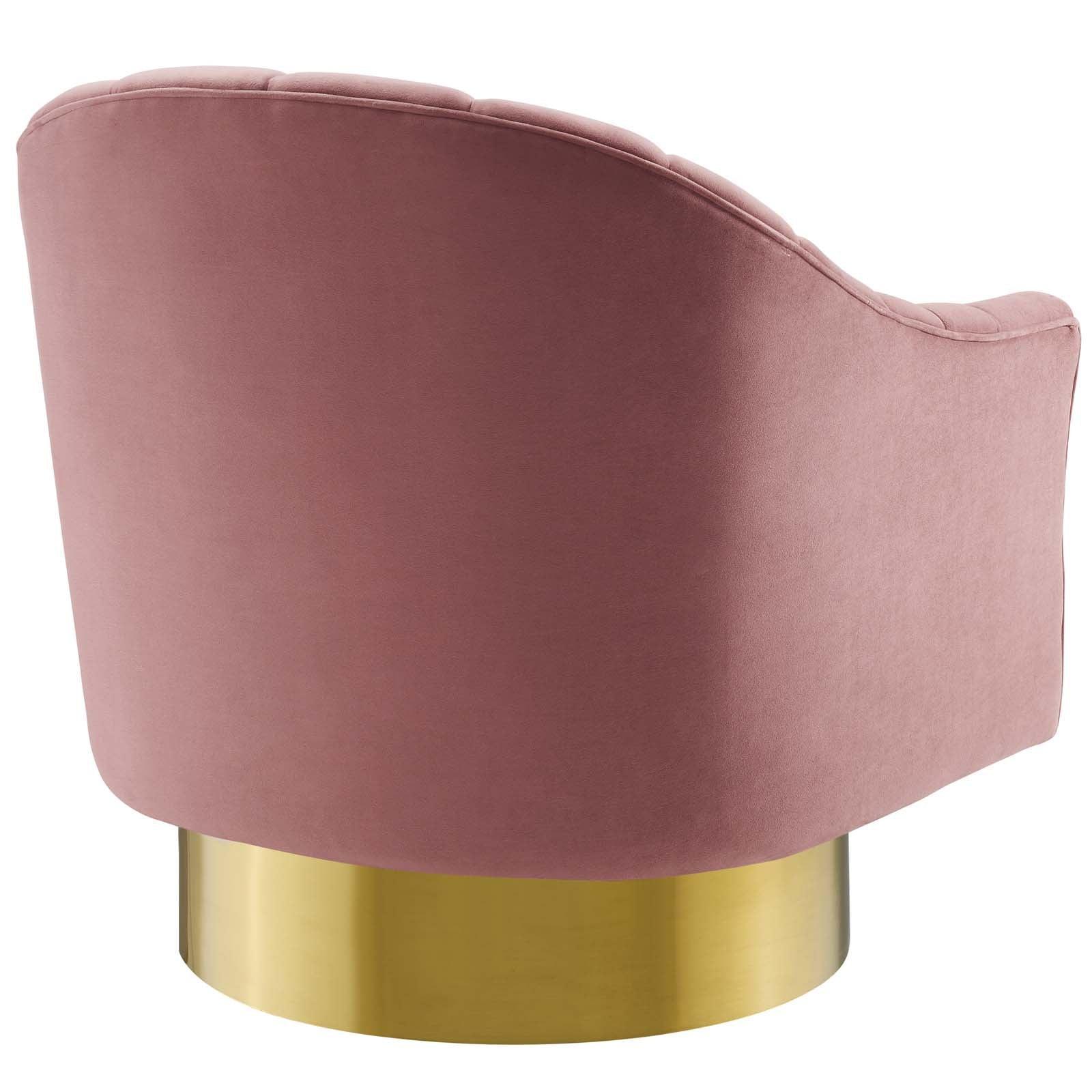 Modway Buoyant Vertical Channel Tufted Accent Lounge Performance Velvet Swivel Chair FredCo