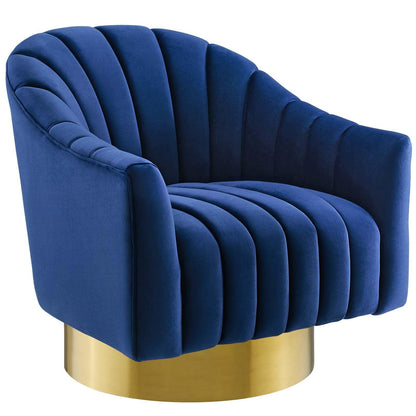 Modway Buoyant Vertical Channel Tufted Accent Lounge Performance Velvet Swivel Chair FredCo