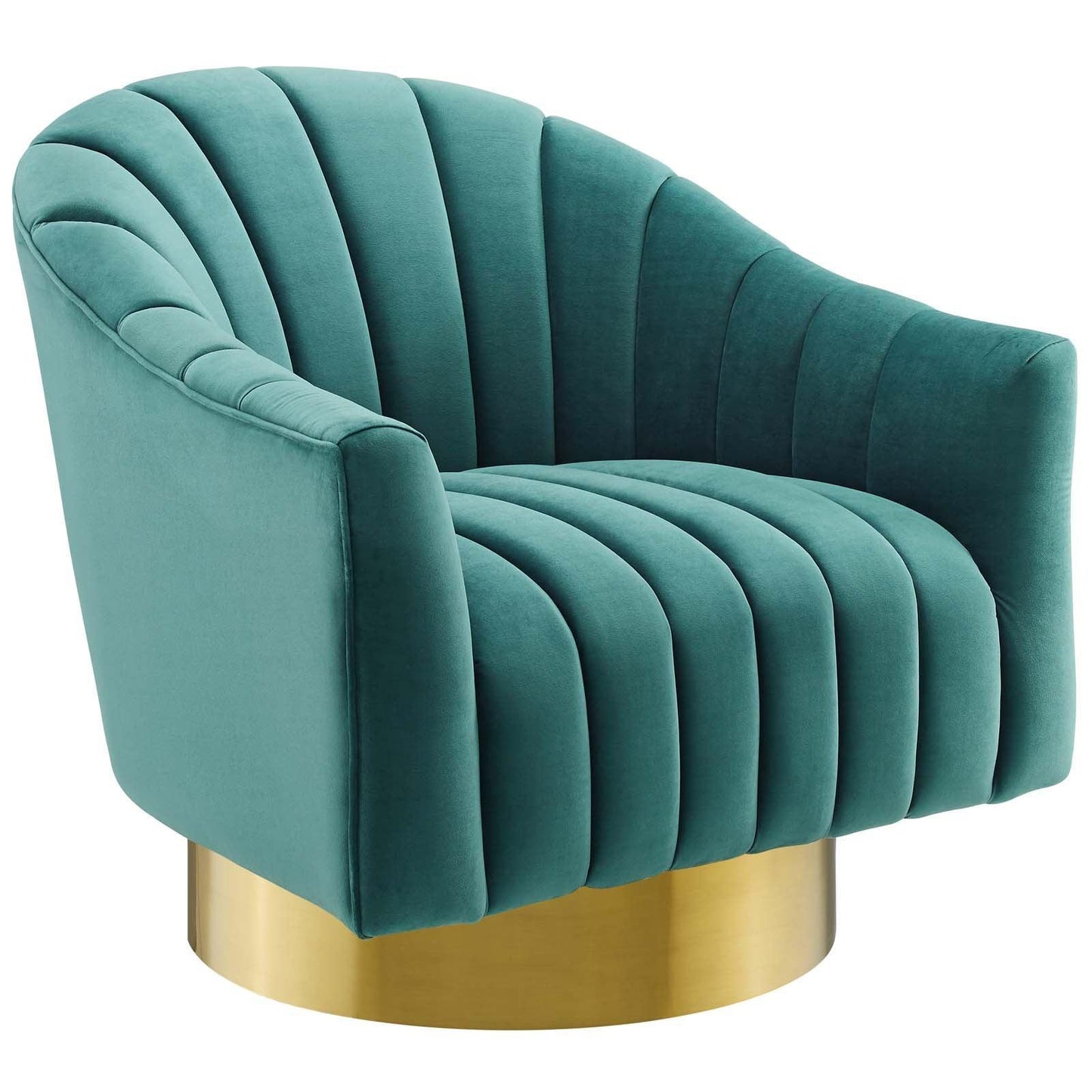 Modway Buoyant Vertical Channel Tufted Accent Lounge Performance Velvet Swivel Chair FredCo