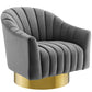 Modway Buoyant Vertical Channel Tufted Accent Lounge Performance Velvet Swivel Chair FredCo