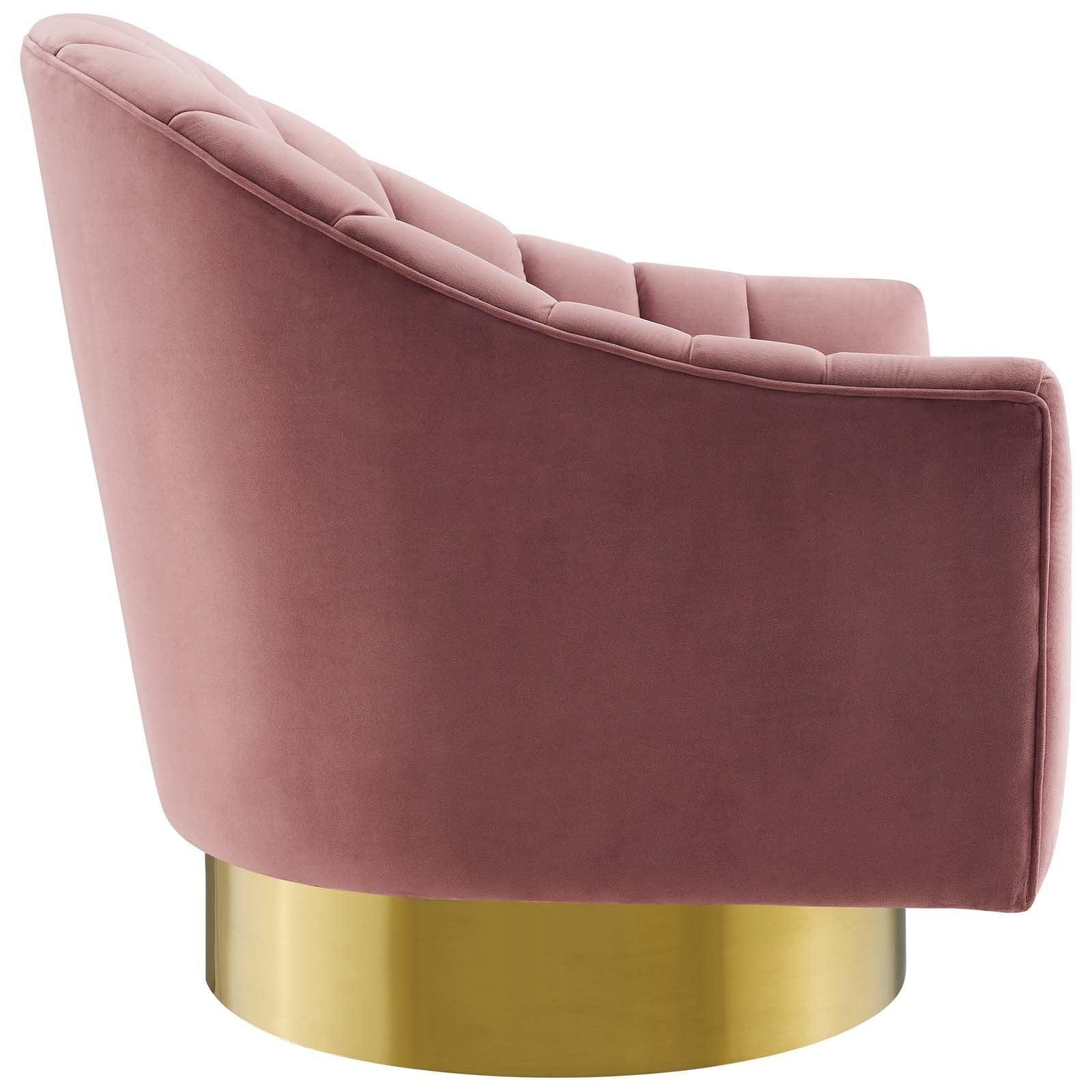 Modway Buoyant Vertical Channel Tufted Accent Lounge Performance Velvet Swivel Chair FredCo