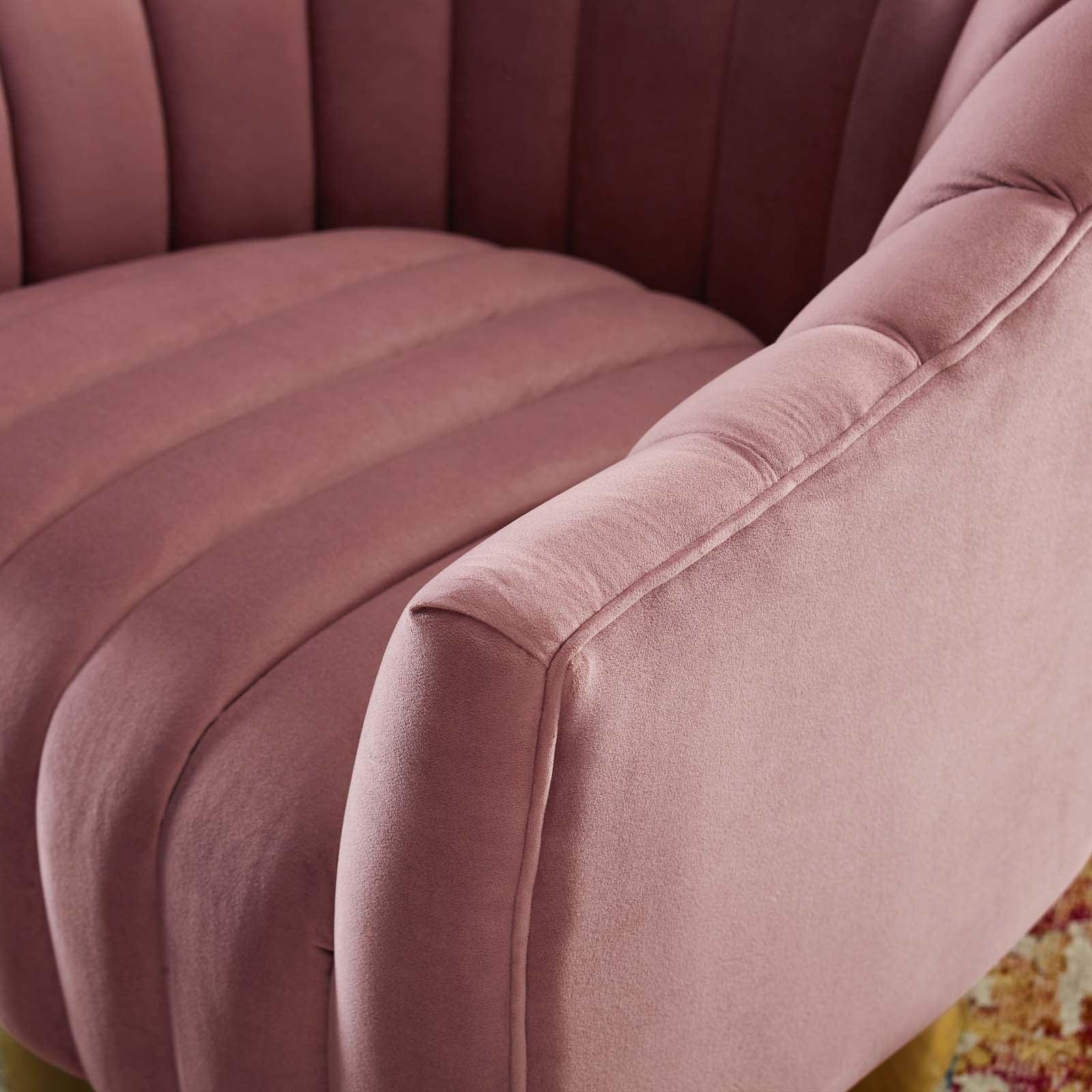 Modway Buoyant Vertical Channel Tufted Accent Lounge Performance Velvet Swivel Chair FredCo