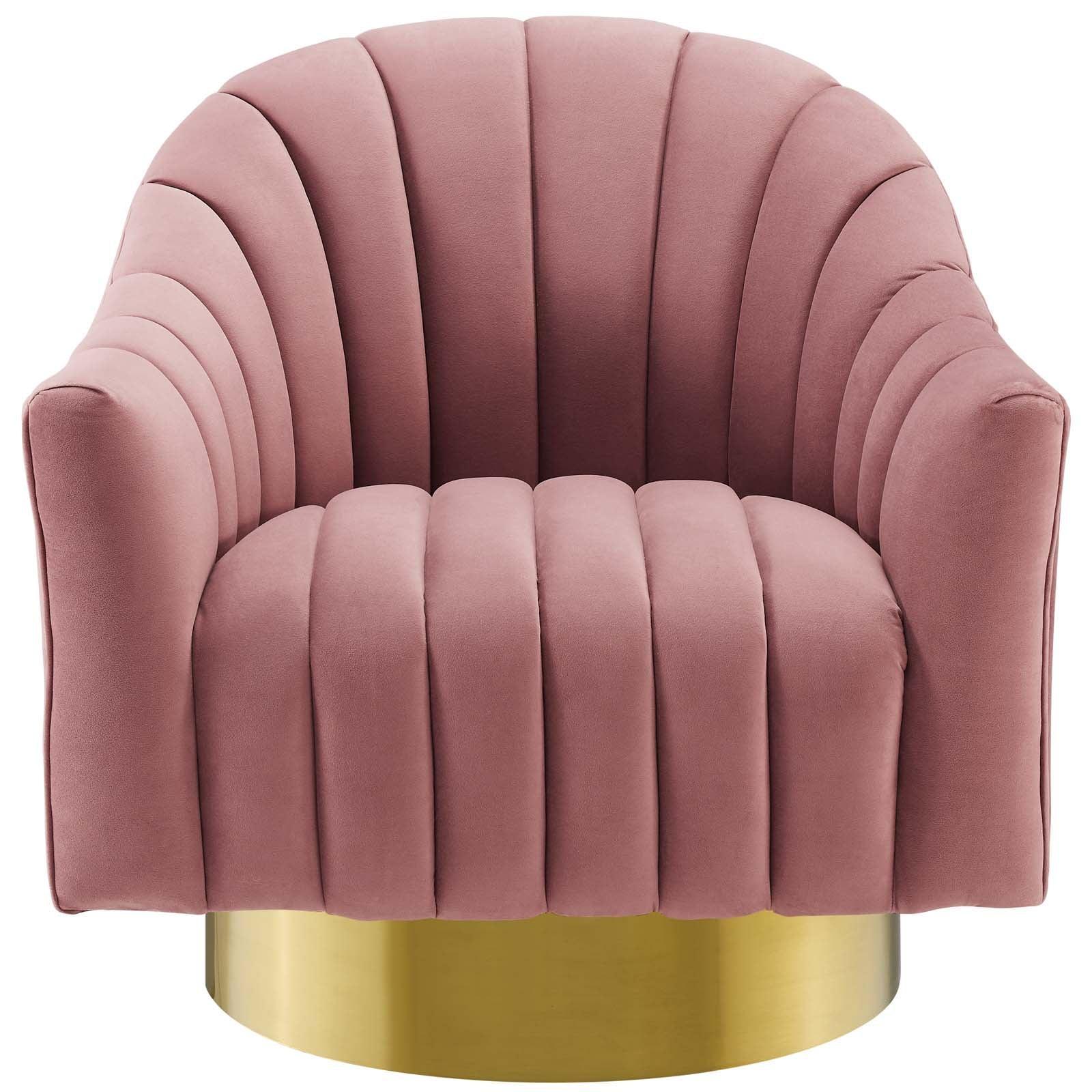 Modway Buoyant Vertical Channel Tufted Accent Lounge Performance Velvet Swivel Chair FredCo