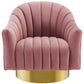 Modway Buoyant Vertical Channel Tufted Accent Lounge Performance Velvet Swivel Chair FredCo
