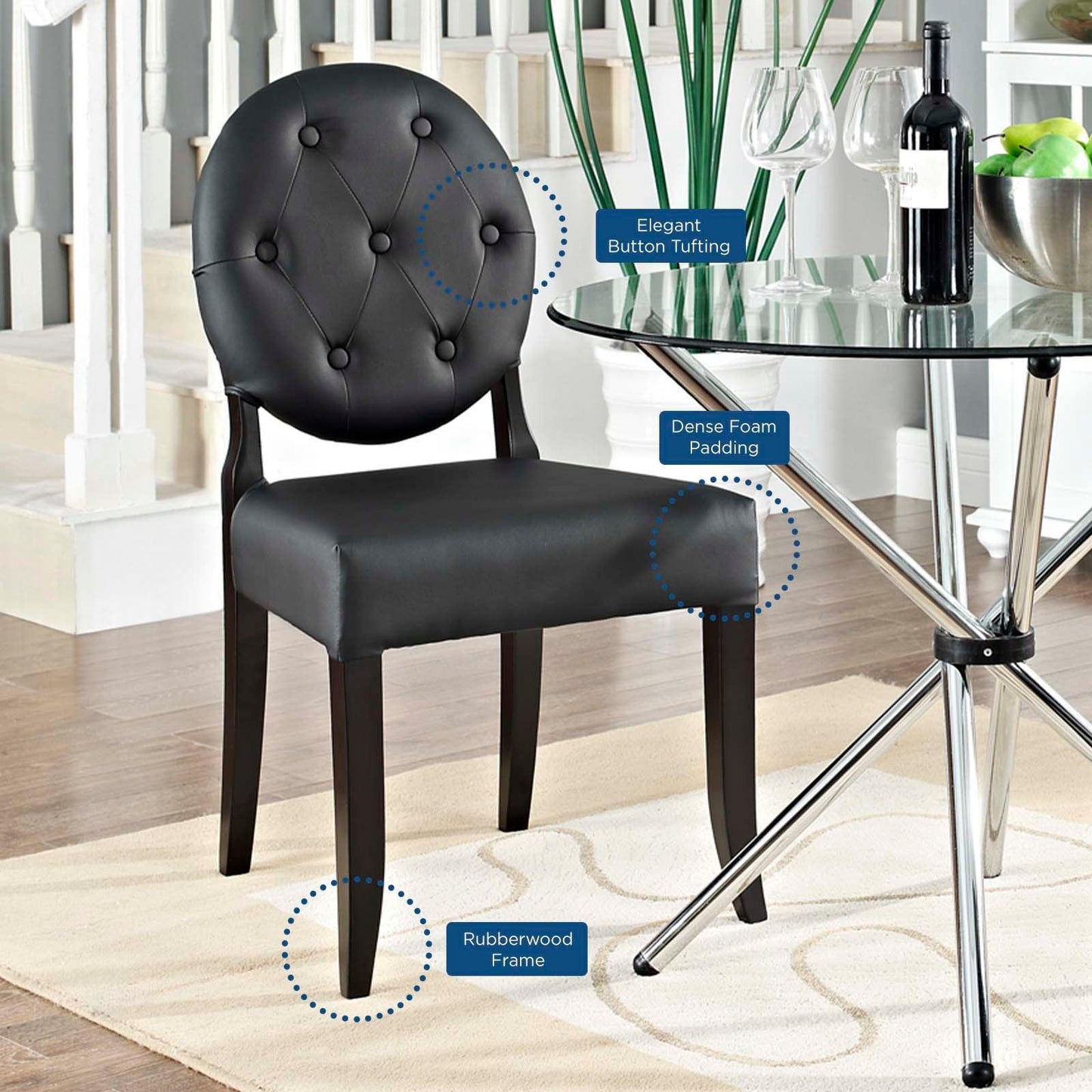 Modway Button Dining Vinyl Side Chair FredCo