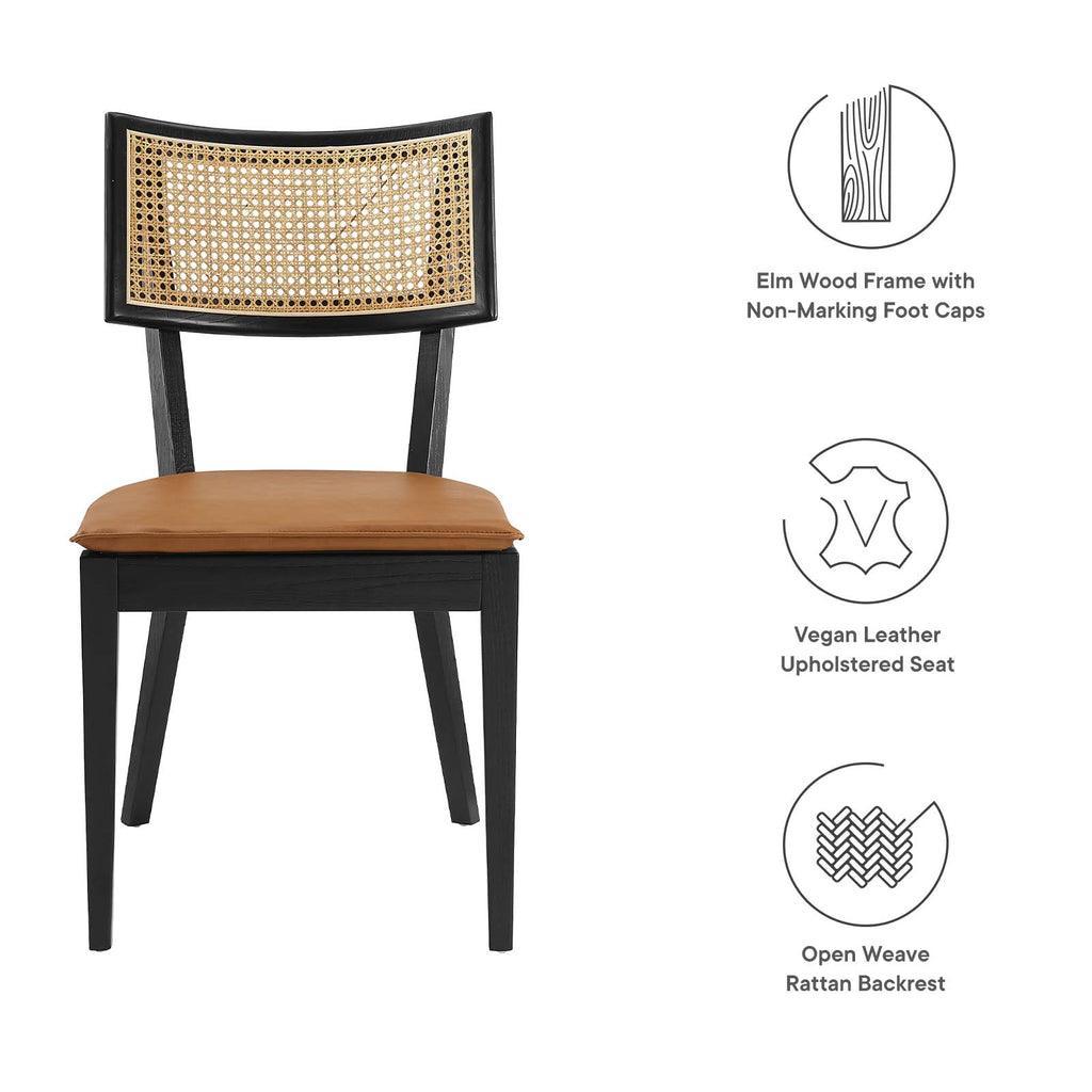Modway Caledonia Vegan Leather Upholstered Wood Dining Chairs - Set of 2 FredCo