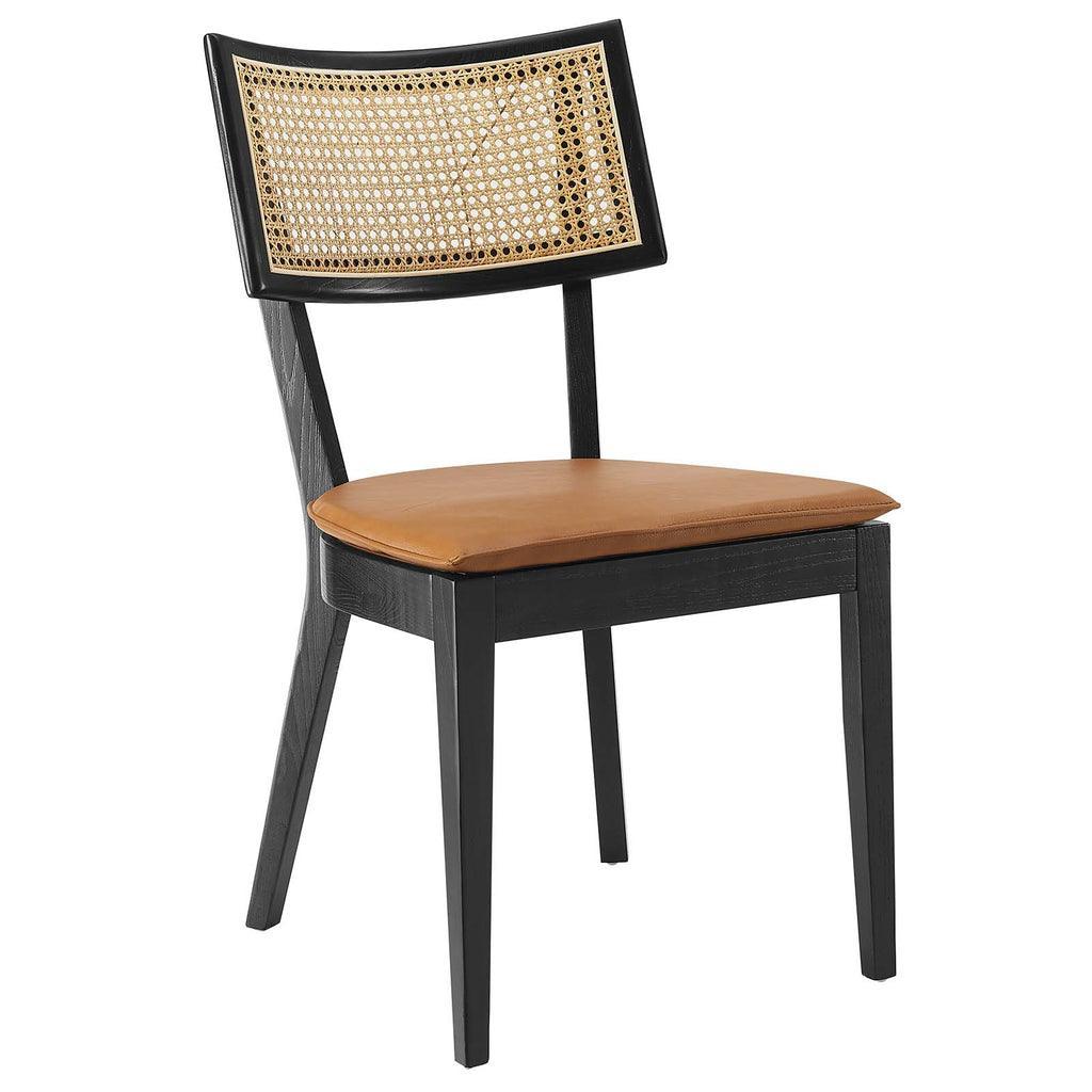 Modway Caledonia Vegan Leather Upholstered Wood Dining Chairs - Set of 2 FredCo
