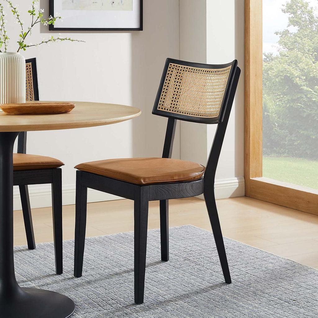 Modway Caledonia Vegan Leather Upholstered Wood Dining Chairs - Set of 2 FredCo