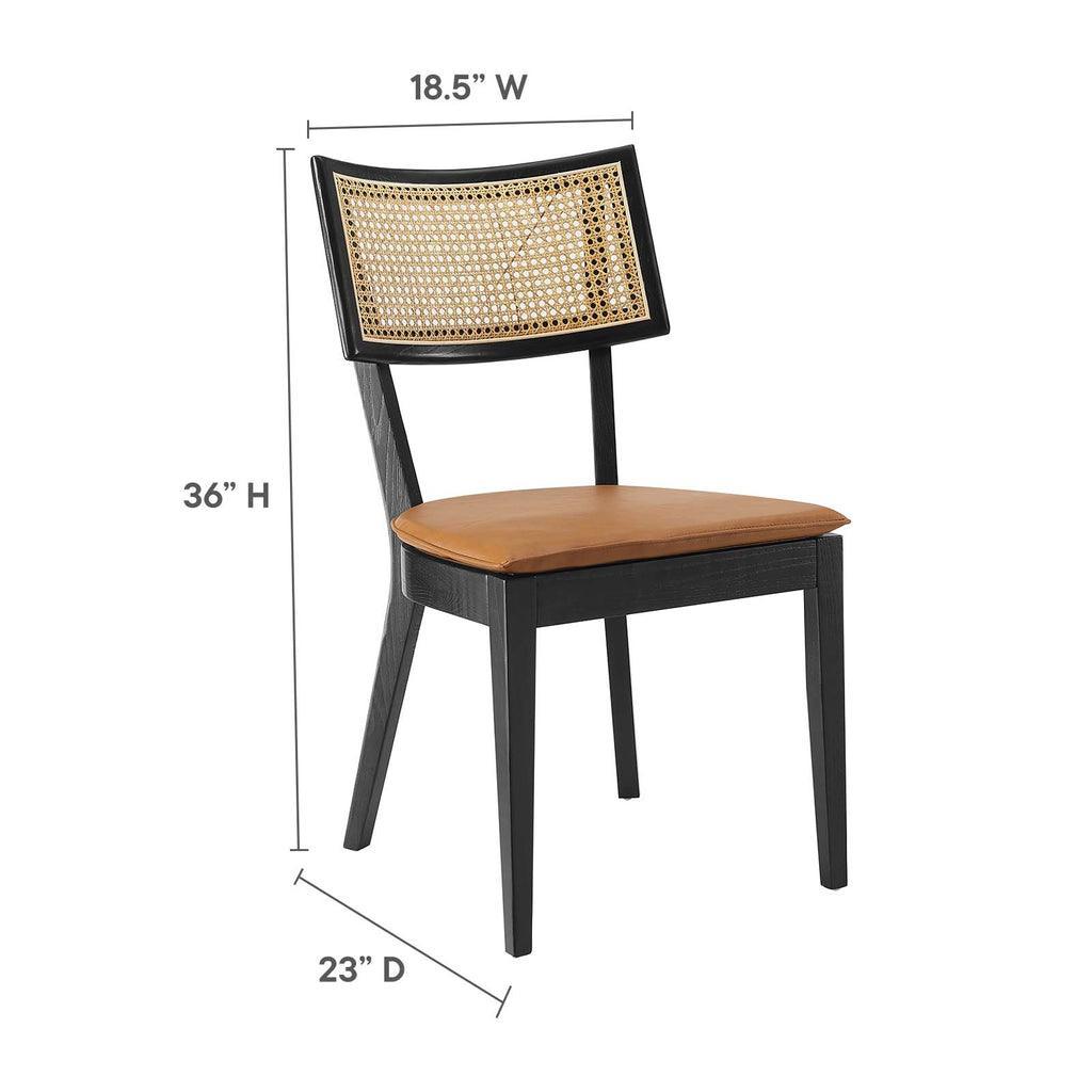 Modway Caledonia Vegan Leather Upholstered Wood Dining Chairs - Set of 2 FredCo
