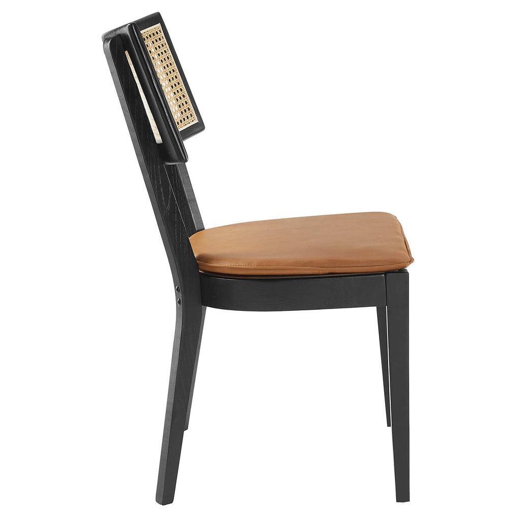 Modway Caledonia Vegan Leather Upholstered Wood Dining Chairs - Set of 2 FredCo