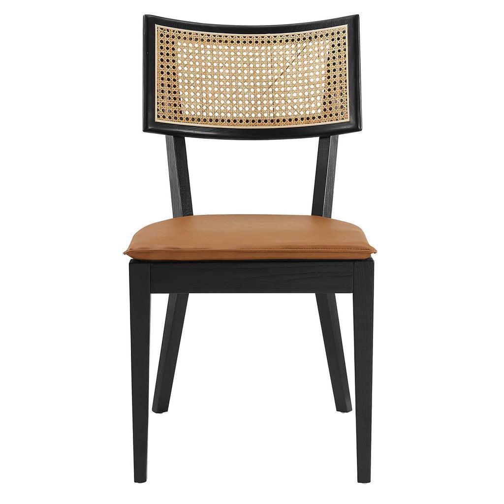 Modway Caledonia Vegan Leather Upholstered Wood Dining Chairs - Set of 2 FredCo