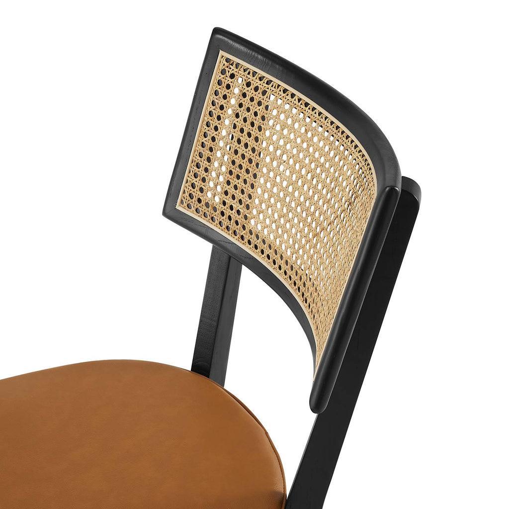 Modway Caledonia Vegan Leather Upholstered Wood Dining Chairs - Set of 2 FredCo