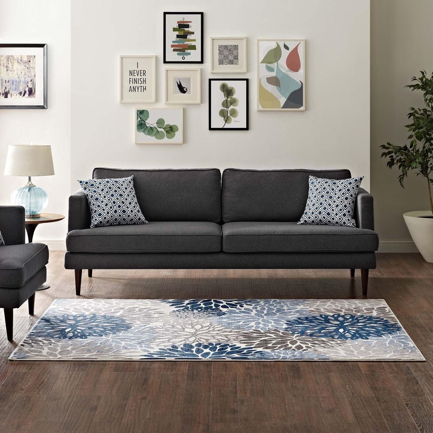 Modway Calithea Vintage Classic Abstract Floral Area Rug FredCo