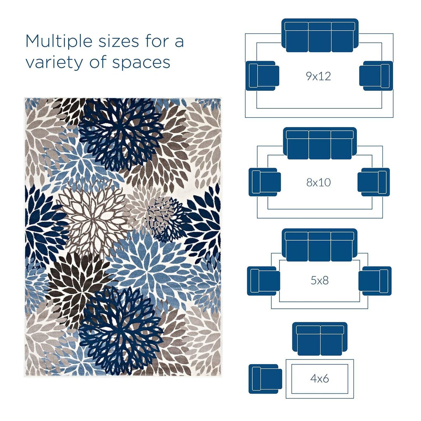 Modway Calithea Vintage Classic Abstract Floral Area Rug FredCo