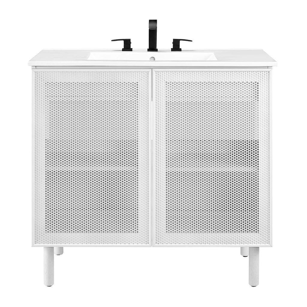 Modway Calla 36" Perforated Metal Bathroom Vanity FredCo