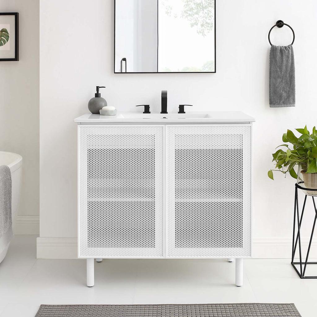 Modway Calla 36" Perforated Metal Bathroom Vanity FredCo