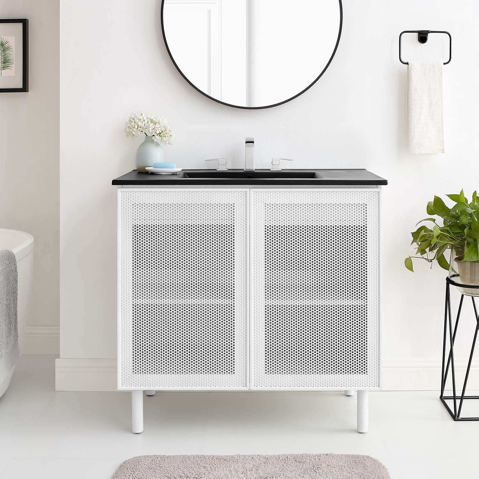Modway Calla 36" Perforated Metal Bathroom Vanity FredCo