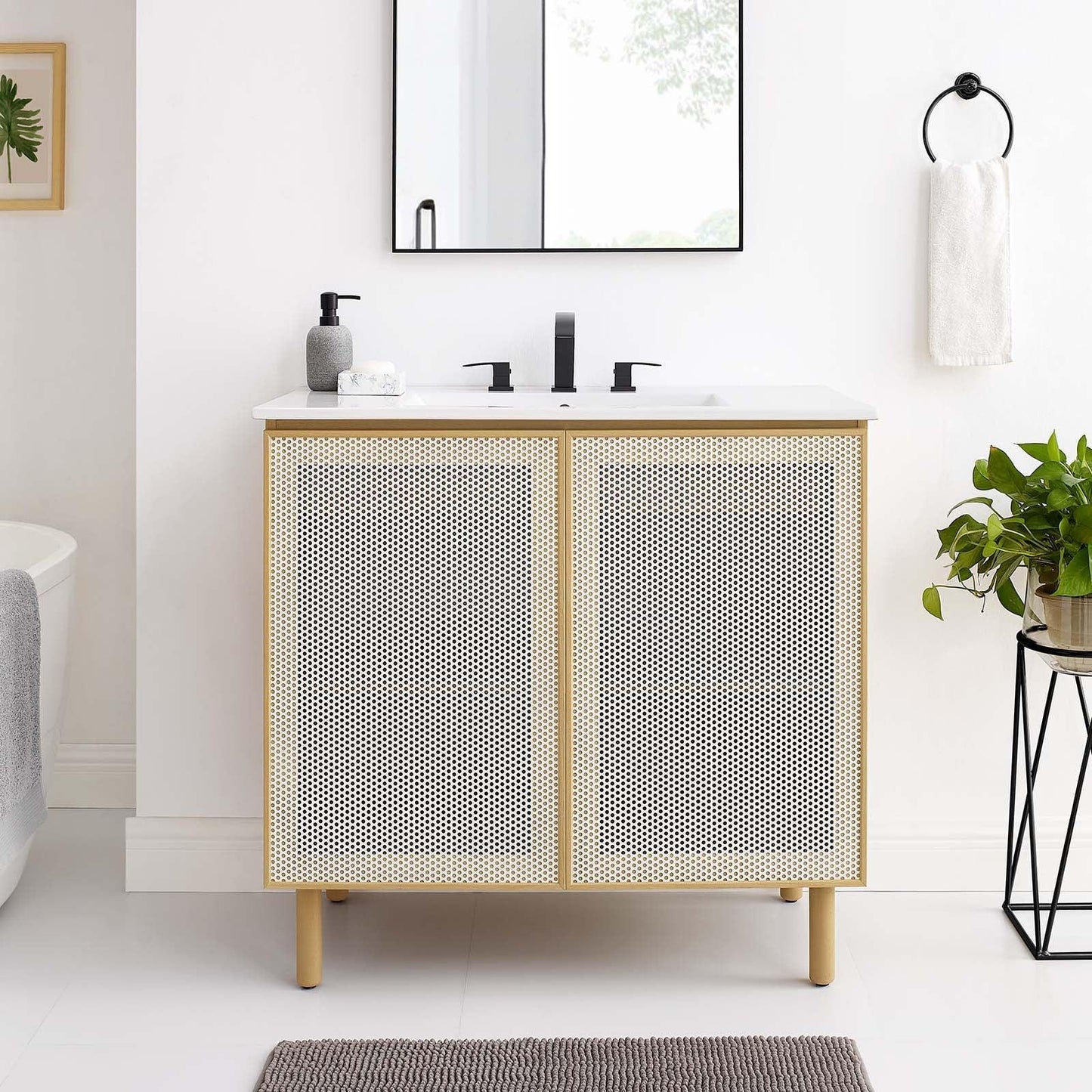 Modway Calla 36" Perforated Metal Bathroom Vanity FredCo