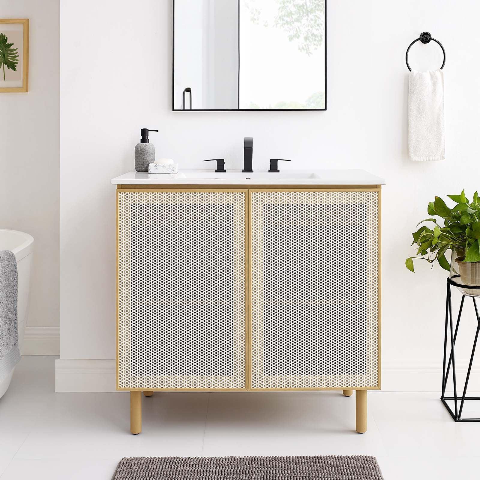 Modway Calla 36" Perforated Metal Bathroom Vanity FredCo