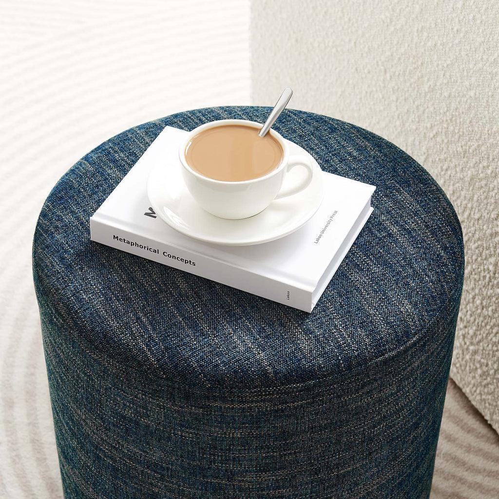 Modway Callum 16" Round Woven Heathered Fabric Upholstered Ottoman FredCo