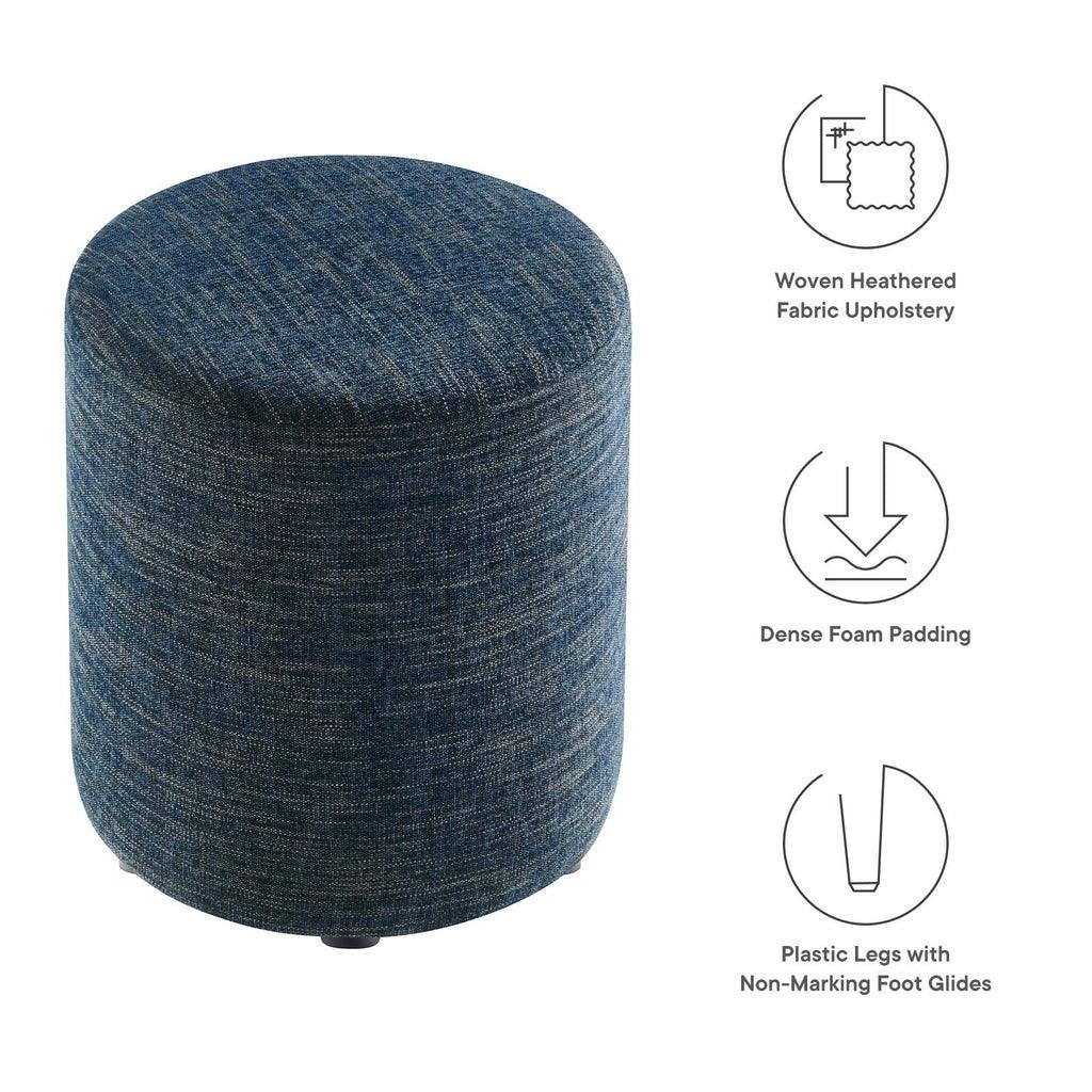 Modway Callum 16" Round Woven Heathered Fabric Upholstered Ottoman FredCo