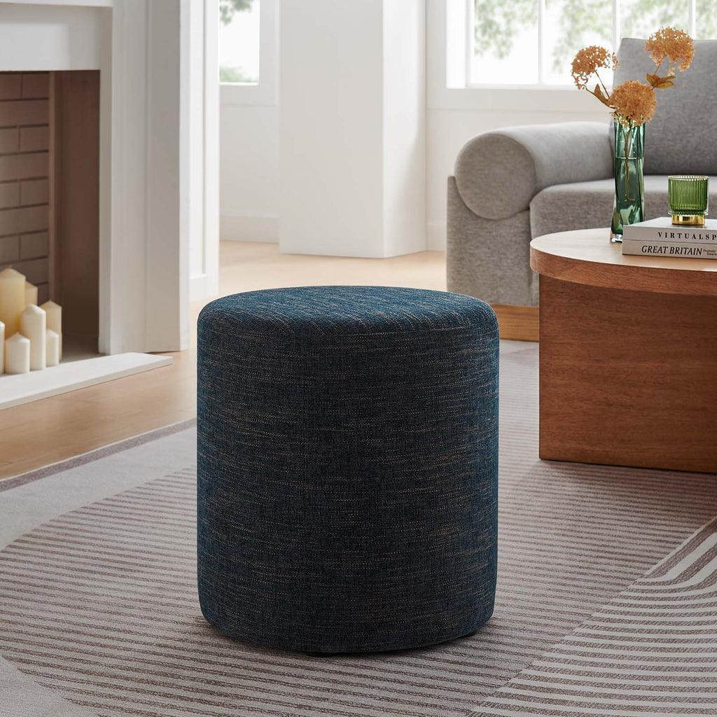 Modway Callum 16" Round Woven Heathered Fabric Upholstered Ottoman FredCo