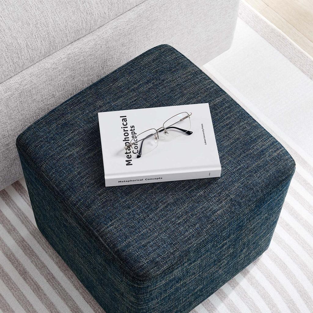 Modway Callum 17" Square Woven Heathered Fabric Upholstered Ottoman FredCo
