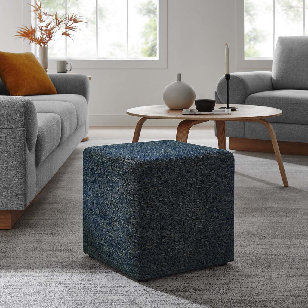 Modway Callum 17" Square Woven Heathered Fabric Upholstered Ottoman FredCo