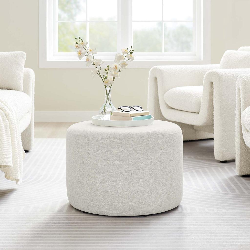 Modway Callum Large 23" Round Woven Heathered Fabric Upholstered Ottoman FredCo