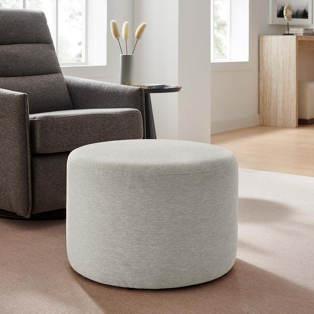 Modway Callum Large 23" Round Woven Heathered Fabric Upholstered Ottoman FredCo