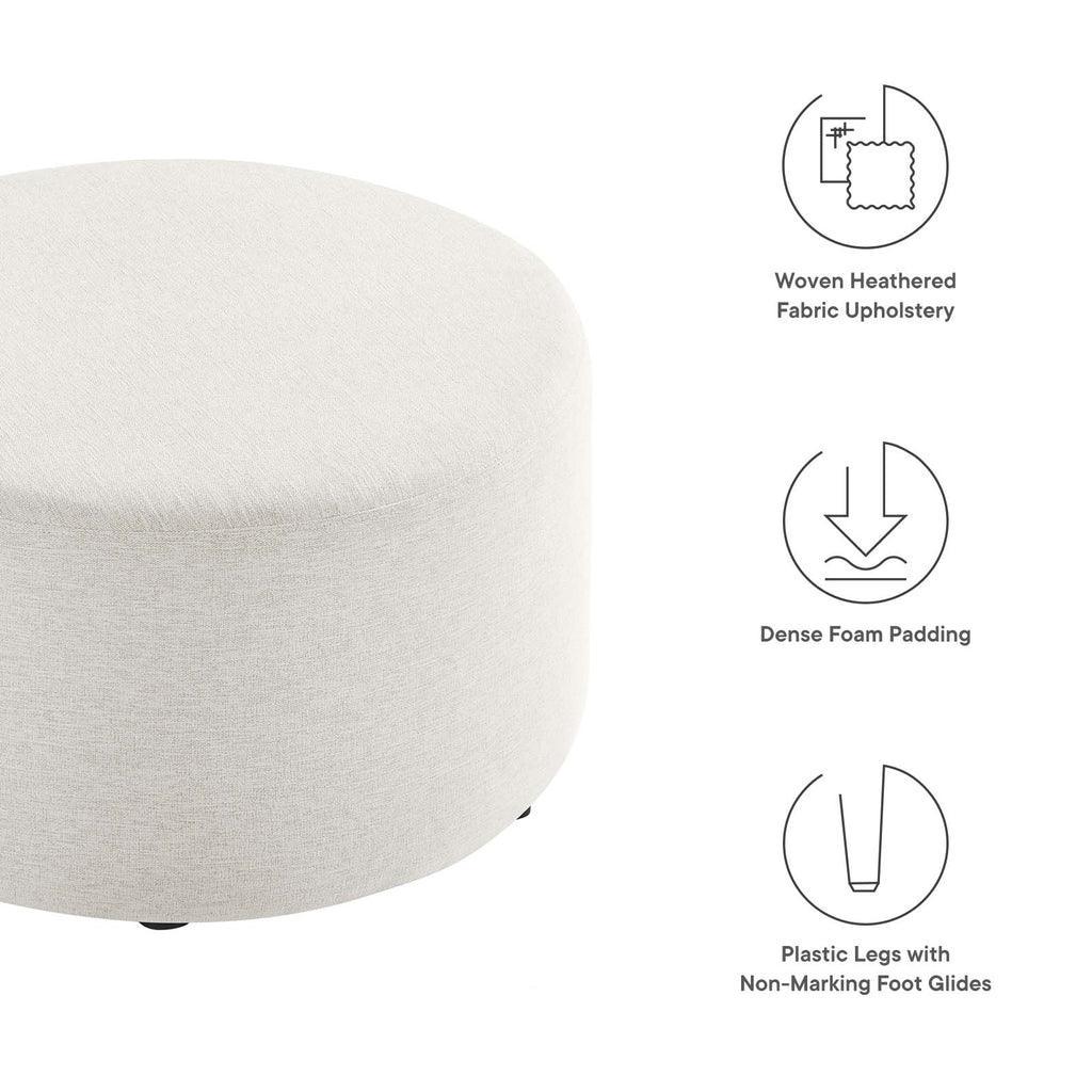 Modway Callum Large 29" Round Woven Heathered Fabric Upholstered Ottoman FredCo