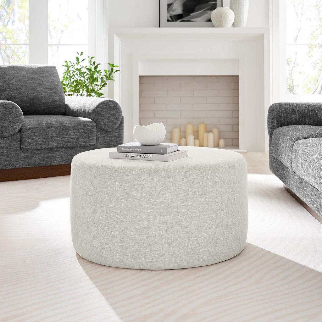 Modway Callum Large 29" Round Woven Heathered Fabric Upholstered Ottoman FredCo