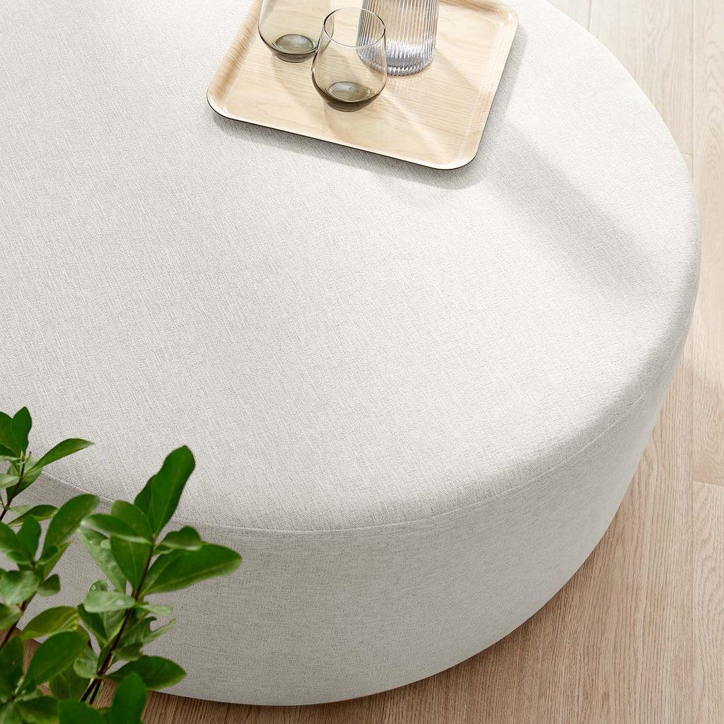 Modway Callum Large 38" Round Woven Heathered Fabric Upholstered Ottoman FredCo