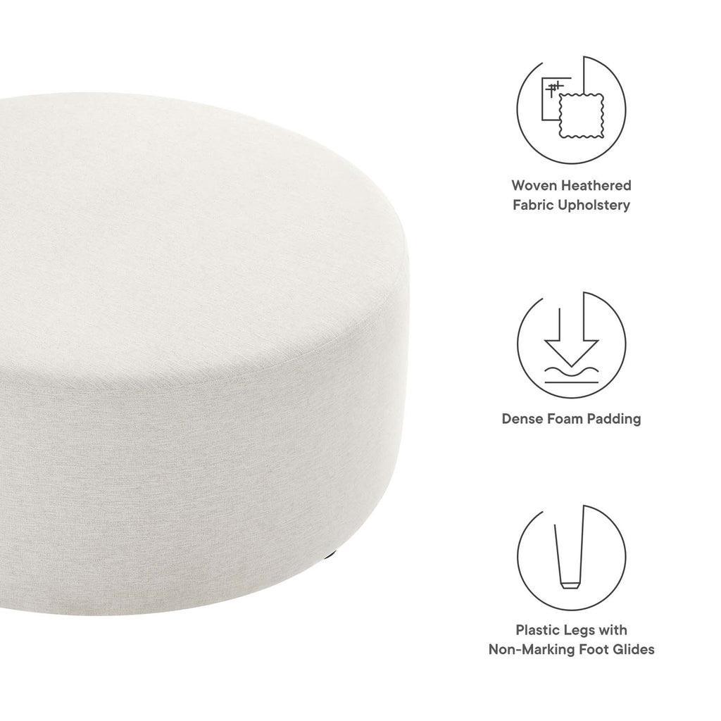 Modway Callum Large 38" Round Woven Heathered Fabric Upholstered Ottoman FredCo