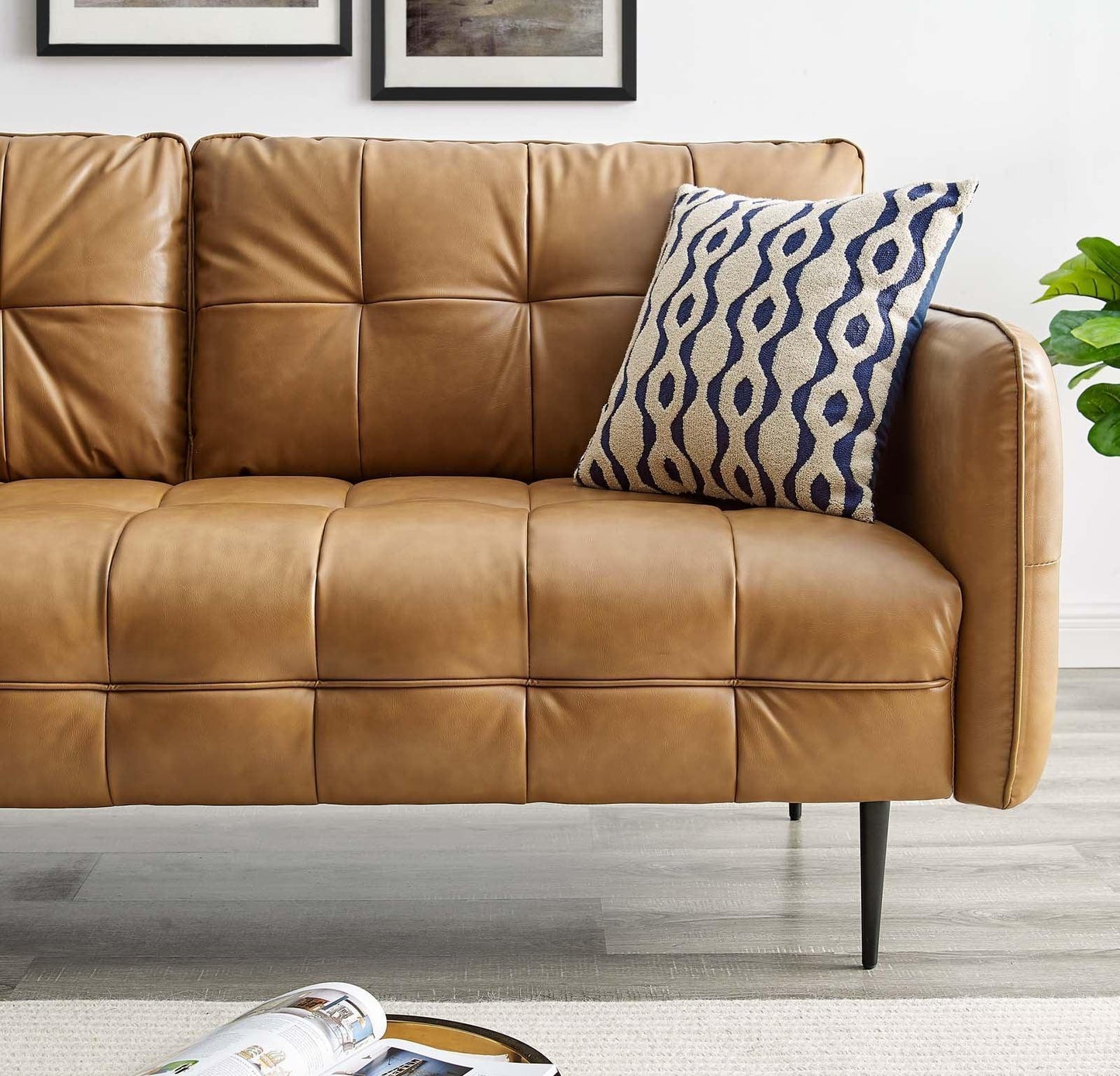 Modway Cameron Tufted Vegan Leather Sofa FredCo